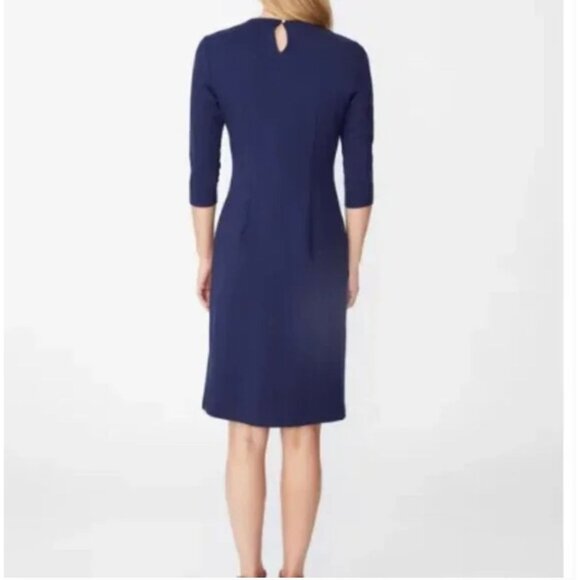 J. McLaughlin Catalyst Dress Winter Navy Women's size Large Front Pockets Bainbr - Picture 4 of 11